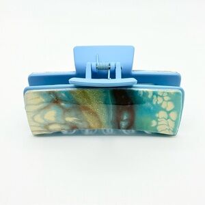 Blue and Cream Hair Claw Clip